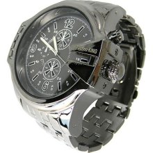 Mens Iced Out Hip Hop 50 Cents Techno King Watch - Gun Metal W/ Light