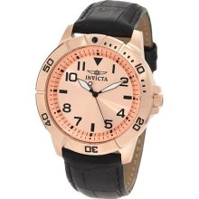 Mens Invicta 11429 Specialty Rose Dial Black Leather Swiss Quartz Watch