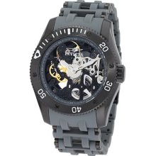 Mens Invicta 1264 Sea Spider Mechanical Skeleton Dial Black Polyurethane Watch