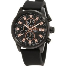 Mens Invicta 1680 Specialty Chronograph Black Textured Dial Black Date Watch
