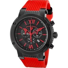 Men's Legato Cirque Black Dial Black IP Case Red Silicone ...