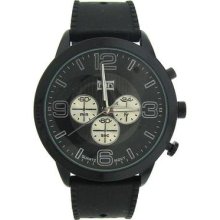 Men's Modern Black & Chrome Dial Chronograph Analog Rubber Strap Casual Watch