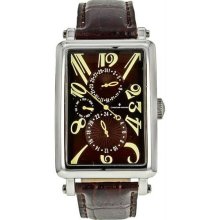 Men's Monaco Stainless Steel Case Brown Tone Dial Leather Bracelet Day