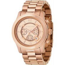 Men's Oversize Rose Gold Tone Quartz Date Chronograph Link Bracelet