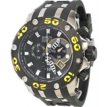 Men's Reserve Diver Chronograph Swiss Quartz Black Dial Strap Yellow