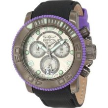 Men's Sea Hunter Chronograph Silver Dial Leather Strap Date