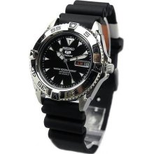 Men's Seiko 5 Sports Automatic Black Dial Rubber Strap