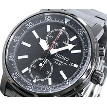 Mens Seiko Black Chronograph Watch Snn229p1 Rrp Â£250