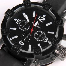 Men's Silicone Analog Quartz Wrist Watch (black) V6 Fashionable