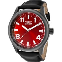 Men's Specialty Red Dial Black Leather