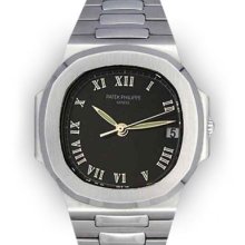 Men's Stainless Steel Black Roman Dial Patek Philippe Nautilus (752)