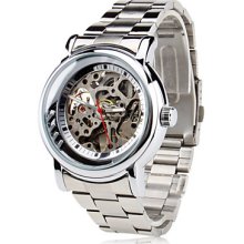 Men's Steel Analog Automatic Mechanical Wrist Watch (Silver)