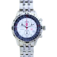 Mens Swiss Military Airforce 1 Stnlss Steel Silver Dial Chrono Watch