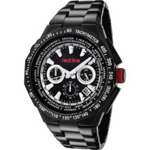 Men's Travel Chronograph Black Dial Black IP Stainless Steel ...