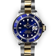 Men's Two Tone Blue Dial Unidirectional Rotating Bezel Rolex Submariner (1276)