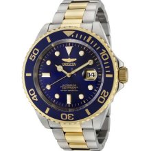 Men's Two Tone Gold-Plated Stainless Steel Pro Diver Automatic Blue Dial Date Di