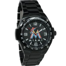 Miami Marlin watches : Miami Marlins Stainless Steel Warrior Watch - Black