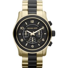 Michael Kors Black and Golden Stainless Steel Runway Chronograph Watch
