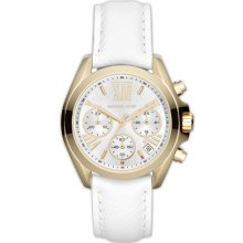 Michael Kors 'Bradshaw - Mini' Chronograph Watch, 36mm White/ Gold