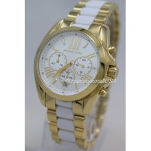Michael Kors Bradshaw watch MK5743 gold-tone white ceramic 42mm chronograph