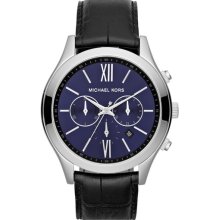 Michael Kors 'Brookton' Chronograph Bracelet Watch, 43mm Black/ Silver
