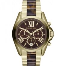 Michael Kors Chronograph Bradshaw Tortoise and Gold Tone Stainless Steel Ladies Watch MK5696