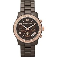 Michael Kors Chronograph Brown Ceramic Ladies Watch MK5517