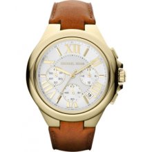 Michael Kors Chronograph Camille Chocolate Leather Strap Ladies Watch MK2266