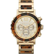 Michael Kors Lillie Tortoise & Gold Chronograph Watch - Goldtone