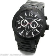 Michael Kors Men Mk8196 Black Ip Band Chrono Oversized Dial Watch