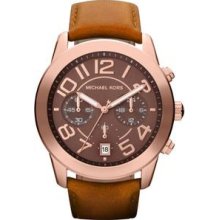 Michael Kors Mercer Chocolate Leather Chronograph Ladies Watch MK2265