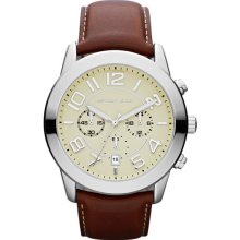 Michael Kors 'Mercer' Large Chronograph Leather Strap Watch, 45mm