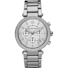 Michael Kors Silver Dial Stainless Steel Chronograph Ladies Watch ...