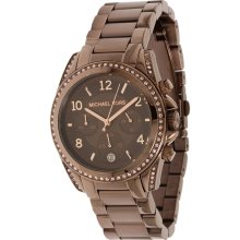Michael Kors Women's Brown Dial Stainless Steel Chronograph Watch - Michael Kors MK5493