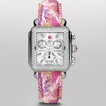 MICHELE Signature Deco Diamond, Diamond Dial Pink Floral Patent