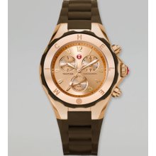 Michele Tahitian Large Jelly Bean Rose Golden Chronograph, Brown