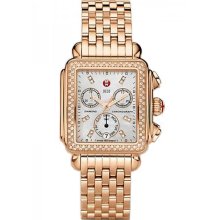 Michelle Deco Day White Dial Diamond Bezel Rose-Gold Ladies Watch MWW06P000109