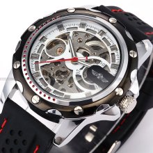 Military Mechanical Automatic Skeleton Men's Stylish Silicone Sport Wrist Watch
