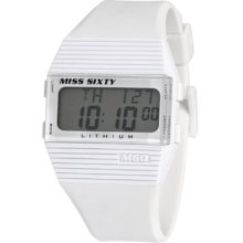 Miss Sixty Ladies Watch Sic007 In Collection Pyramidal With Digital Display And White Strap