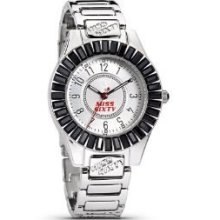 Miss Sixty Ladies Watch Analogue Quartz, White Dial, Black Bling, Silv