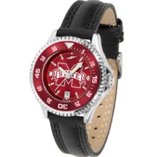 Mississippi State Bulldogs Competitor Ladies AnoChrome Watch with Leather Band and Colored Bezel