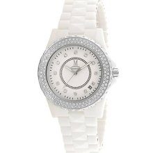 Momentus Ceramic White Swarovski Crystals Bezel Women's Watch Tc138c-09cd