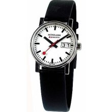 Mondaine EVO Big Date Gent 35mm Watch - White Dial, Black Leather Strap A669.30300.11SBB Sale Authentic