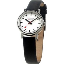 Mondaine Ladies Evo 26mm - White Dial - Black Leather Strap A658.30301.11SBB