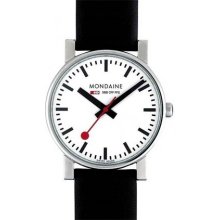 Mondaine Men's Official Swiss Railways Evo Watch - Stainless - Black Leather Strap - A658.30300.11SBB