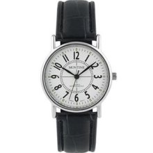 Montine Ladies White Dial Black Leather Strap Watch Gift Boxed