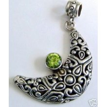 Moon pendant celestial peridot sterling silver e3w2q - Green - Silver