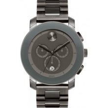 Movado Bold 3600142 Large Gray Ion-Plated Stainless Steel Chronograph Bracelet Watch