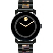 Movado Bold Mid-size Black Dial Mirror Black Ip Steel Watch 3600110