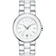 Movado Cerena 36mm Ladies Stainless Steel And White Watch 0606539